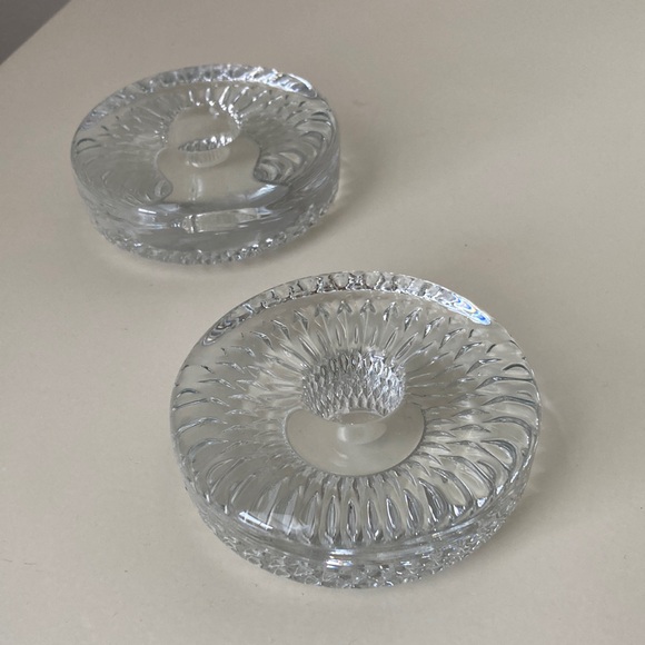 Vintage Glass Candlestick Holders solid glass starburst design heavyweight - Picture 4 of 11